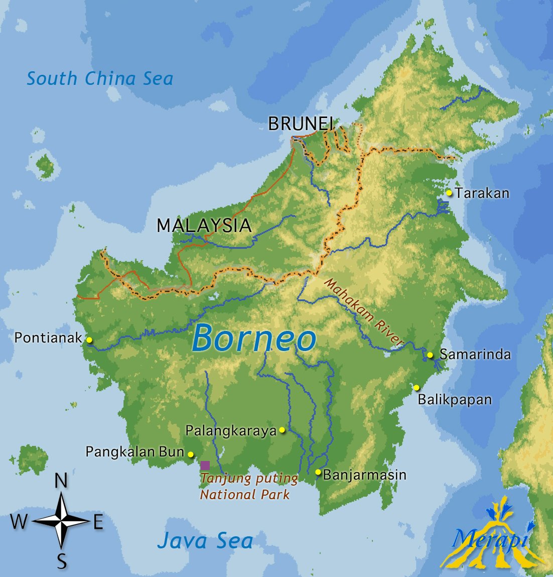 Остров Калимантан на карте